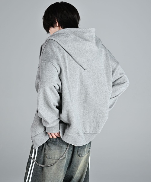 ADRER | heavy weight logo semi short vintage double zip parker