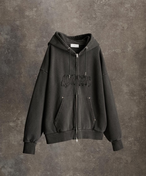 ADRER | heavy weight logo semi short vintage double zip