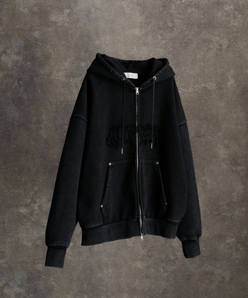 ADRER | heavy weight logo semi short vintage double zip parker 