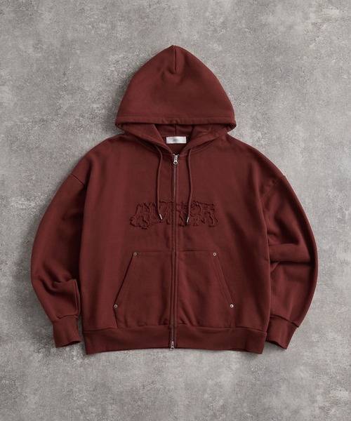 ADRER | heavy weight logo semi short vintage double zip parker