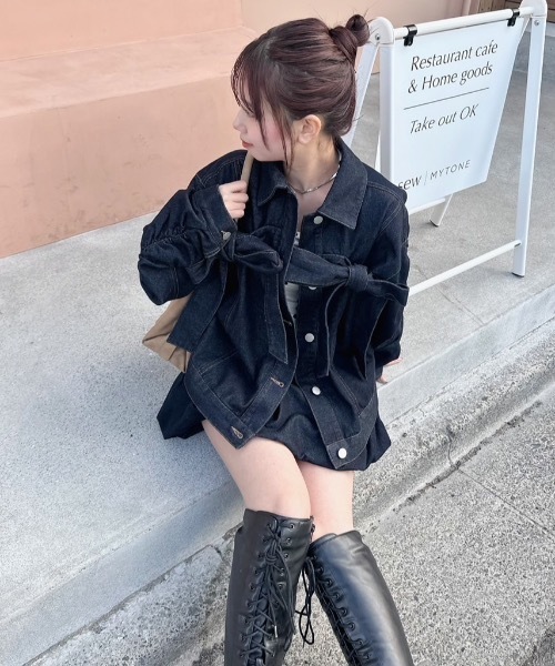 NEMNE STORE | フェイクファーリボンブルゾン - Buyee, bir Online