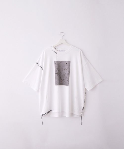 SERACE】ハンドステッチルーズグラフィック半袖Tシャツ　　ホワイトL SERACE | 【SERACE】Hand stitch loose graphic short sleeve t