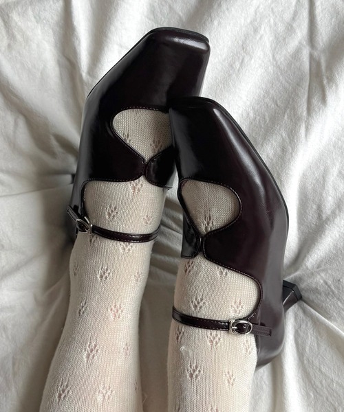 POMUM&ARTS スクエアトゥ メリージェーン パンプス 23.5 ブラック square toe maryjane pumps / スクエアトゥ メリージェーン