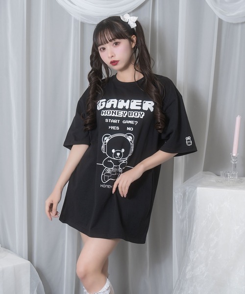 tシャツ Honey Kitten袖ラインユニフォームトップス レディース Honey Kitten袖ラインユニフォームトップス（Tシャツ/カットソー