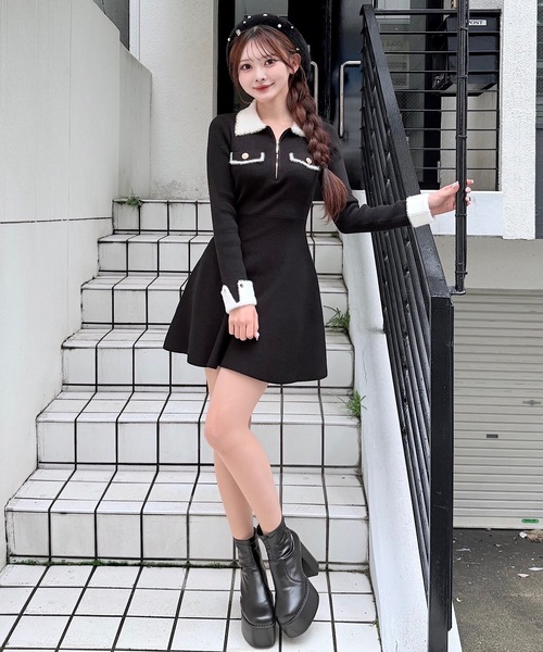 NOMAE シャギーボレロロングチェックワンピース セール】シャギーボレロロングチェックワンピース（ワンピース