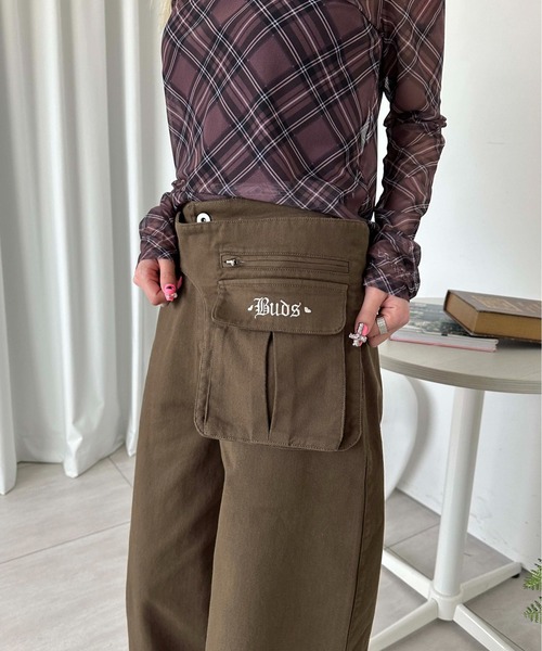 2WAY裾/スタッフ購入] サイドレース裾ドロストワイドトラックパンツ (2color) | ファッション通販サイト NUGU me+em select ２WAYドロストサイドラインルーズトラックワイドパンツ