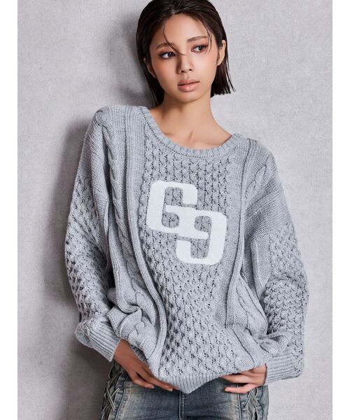 GYDA | GGサガラ刺繍ケーブルニットトップス - Buyee, an Online Proxy