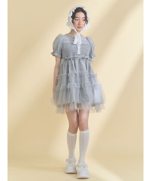 MERRY JENNY | チュールパフスリーブミニワンピース - Buyee, an