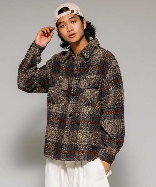 FREAK'S STORE | ポリツイード CPO チェック シャツジャケット - Buyee