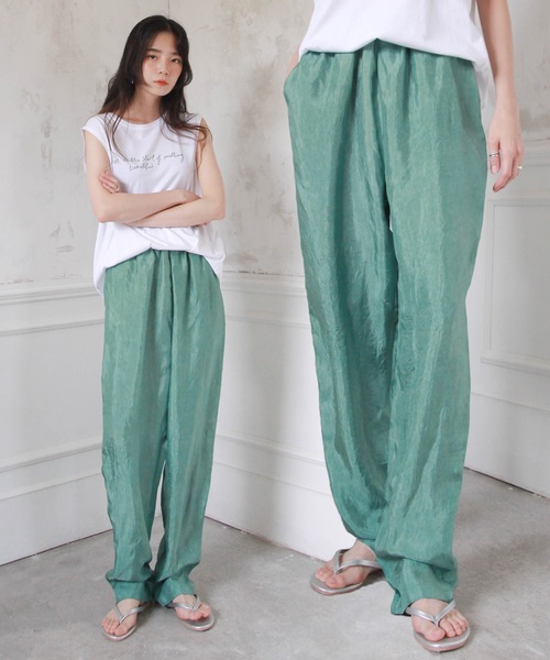 Une Mansion しわ加工ウエストゴムポケット付きテーパードシルエットサテンパンツ Buyee An Online Proxy Shopping Service Shop At Zozotown Bot Online