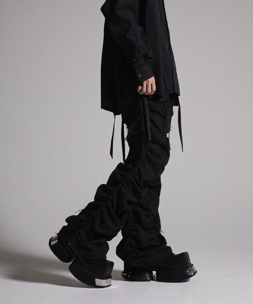 GRANCY | 【GRANCY】Shirred Damage design Cotton Pants