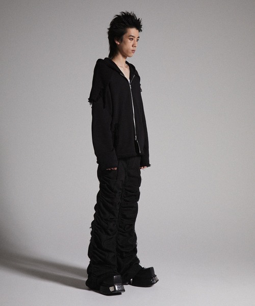 GRANCY】 シャーリングダメージデザインコットンパンツ GRANCY