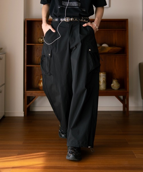 soerte leather wide straight pantsレザーパンツ（soerte