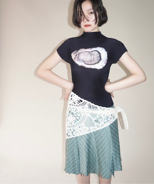 musubore pleatsed print tops プリーツトップス pleatsed print tops / プリーツプリントトップス（Tシャツ