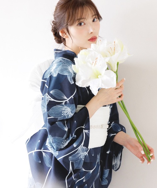 【かんたん着付け】ワンピース浴衣3点セット(羽織り・ワンピース・帯)【TN】 かんたん着付け】ワンピース浴衣3点セット(羽織り・ワンピース