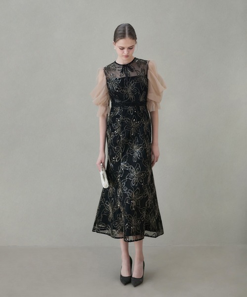 LEJA LUXE】フロントツイストデザインシアースリットIラインドレス