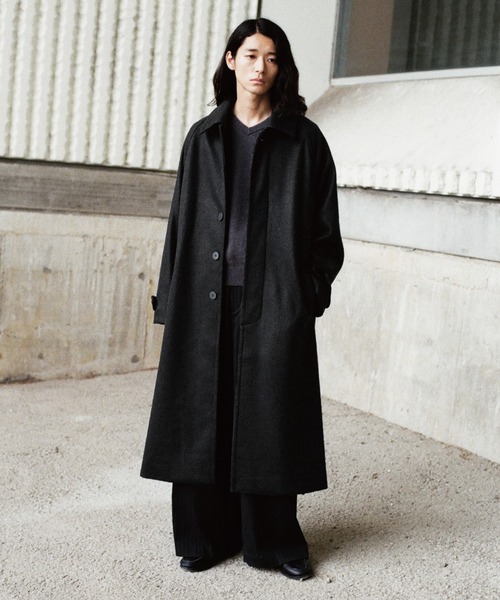 WYM LIDNM | WOOLY HERRINGBONE BALMACAAN COAT - Buyee, an Online