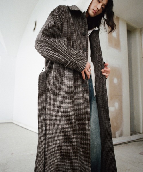 WYM LIDNM | WOOLY HERRINGBONE BALMACAAN COAT - Buyee, an Online