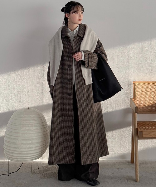 WYM LIDNM | WOOLY HERRINGBONE BALMACAAN COAT - Buyee, an Online
