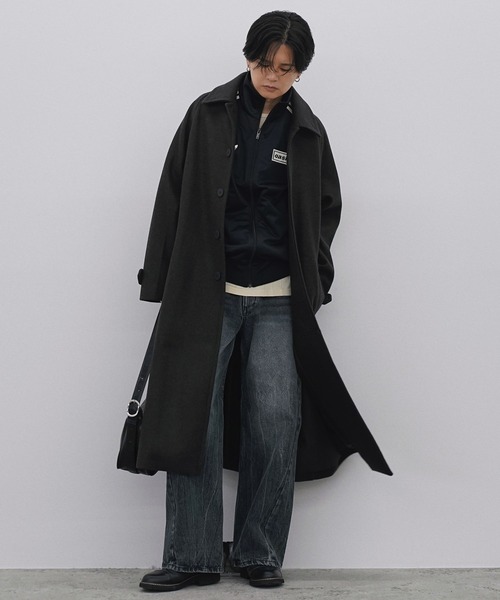 WYM LIDNM | WOOLY HERRINGBONE BALMACAAN COAT - Buyee, an Online