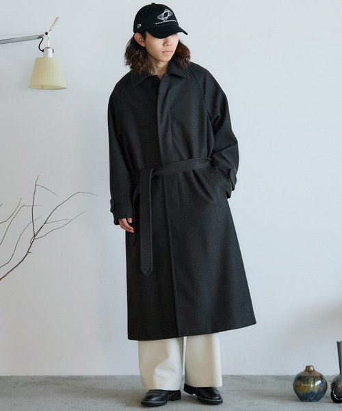 WYM LIDNM | WOOLY HERRINGBONE BALMACAAN COAT - Buyee, an Online
