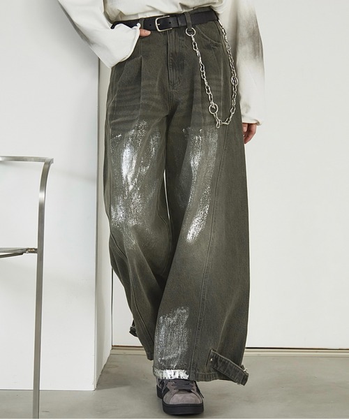 SPIELIO | 【Spielio】Vintage like foil print denim pants 