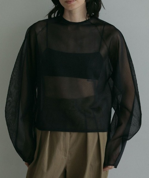 anuke Sheer Peplum Tops ブラック アンヌークanuke Sheer