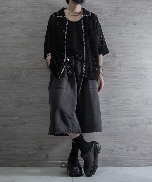 新品未使用 【VELNUS】透かし編みルーズ半袖ラメサマーニット ブラックL VELNUS（ベルナス）の「【VELNUS】Watermark knitting loose