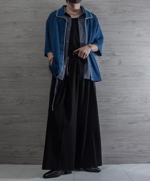 新品未使用 【VELNUS】透かし編みルーズ半袖ラメサマーニット ブラックL VELNUS】Watermark knitting loose short sleeve lame summer
