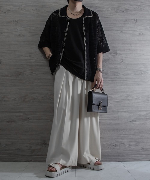 VELNUS | 【VELNUS】Watermark knitting loose short sleeve