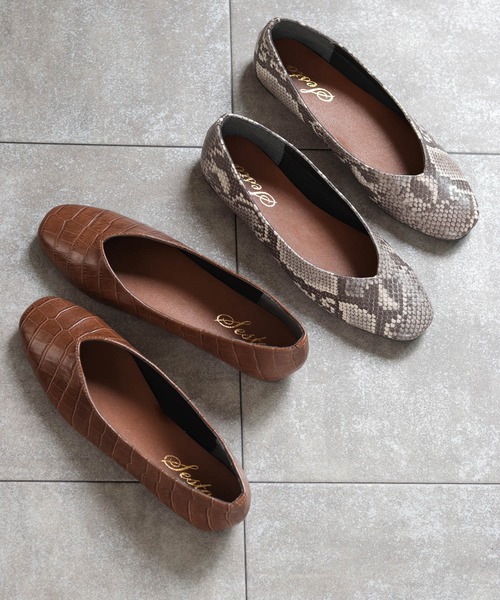 SESTO | スクエアトゥフラットシューズVカットバブーシュパンプス