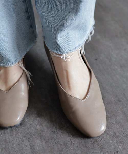 SESTO | スクエアトゥフラットシューズVカットバブーシュパンプス