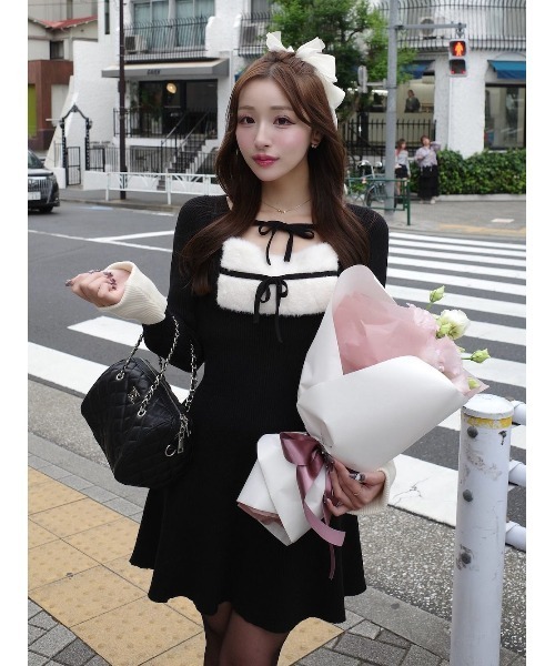 MDOLLY シャツドッキングチェックブロックドレス M DOLLY original* shirt docking check block dress/シャツドッキング