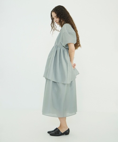 CLANE SHEER PLAID FLARE ONEPIECE CLANE | VOLUME TIERED ONEPIECE 