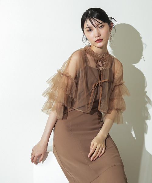 kana リボン ボレロ キャミワンピース オケージョン ブルー L リボン