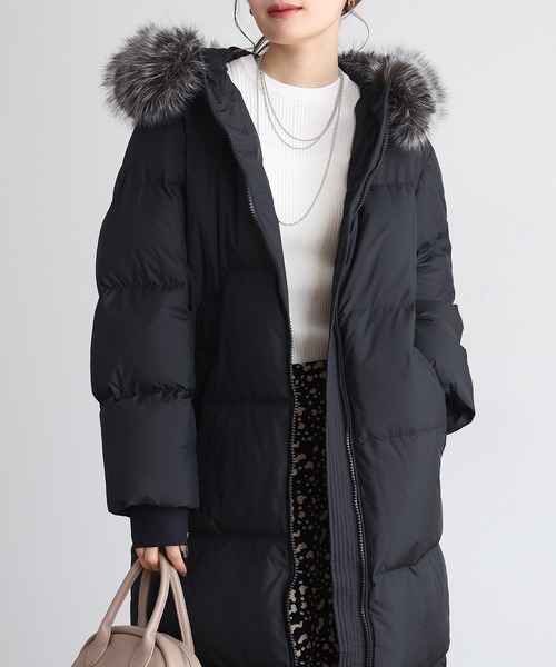 UMO | UMO フェイクファーフードロングダウンコート - Buyee, an