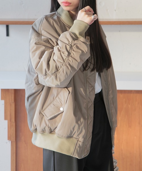 ベージュ MA-1 フライトジャケット SETUP7 | SWEET掲載アイテム 谷まりあさん着用【SETUP7】アーム