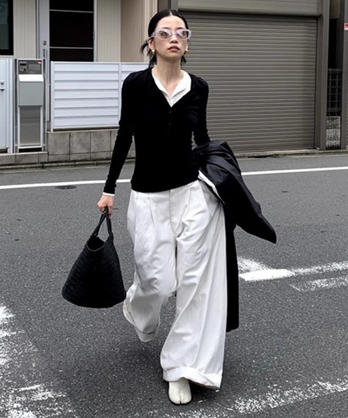 tシャツ 「LONSLAN」 アシンメトリー オフショルダーTシャツ LONW25s040 レディース LONSLAN】 アシンメトリー オフショルダーTシャツ LONW25s040