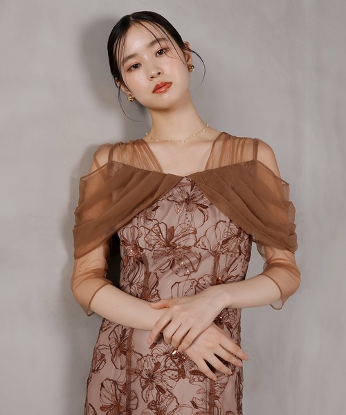 KANA | チュールドレープ スパンコール 花刺繍 ドレス 結婚式