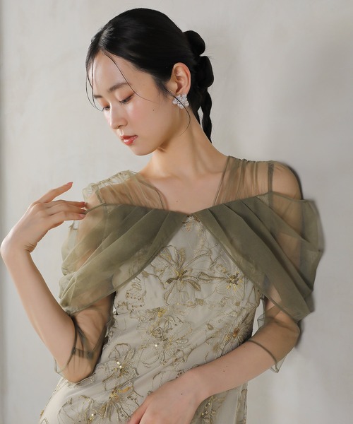 KANA | チュールドレープ スパンコール 花刺繍 ドレス 結婚式