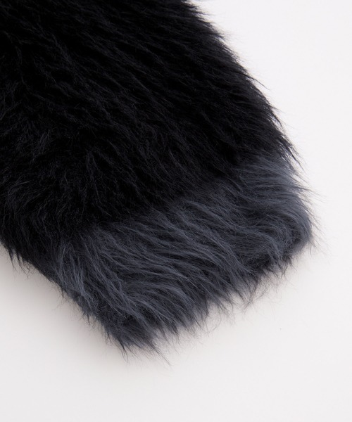 LOOSE/ルース | ダブルジャガード シャギーチェーンニットカーディガン