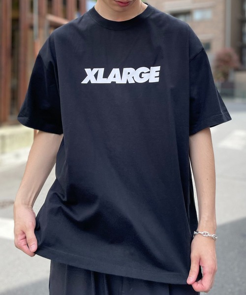 XLARGE フロントグラフィック ラグラン 半袖Ｔシャツ 丈短め幅広 XLARGE tシャツ 「XLARGE」フロントロゴ半袖Tシャツ メンズ