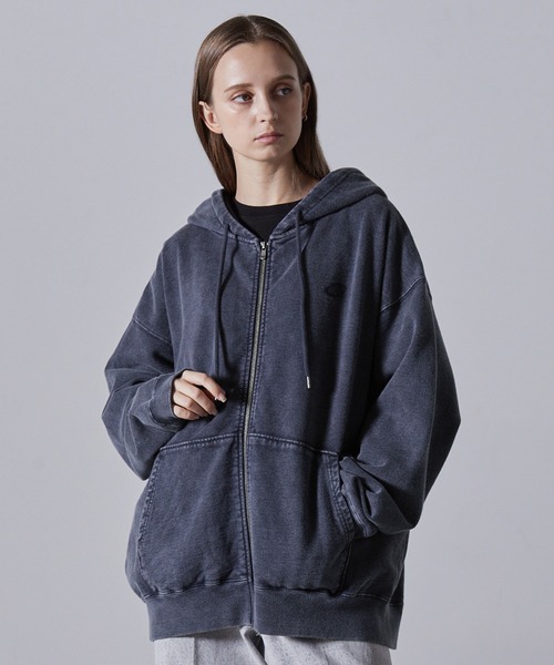 【CLEL】ヘビーウェイト ロゴ刺繍フルジップパーカー　Lサイズ CLEL】Heavy Weight Logo Embroidered Full-Zip Hoodie