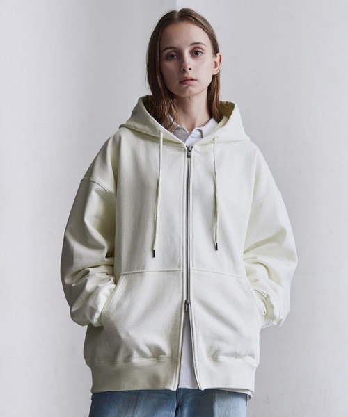 CLEL | 【CLEL】Heavy Weight Logo Embroidered Full-Zip Hoodie