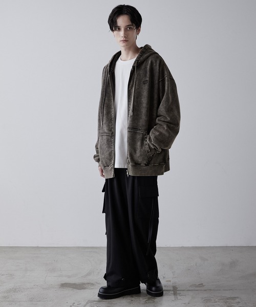 CLEL ヘビーウェイト ロゴ刺繍フルジップパーカー CLEL | 【CLEL】Heavy Weight Logo Embroidered Full-Zip Hoodie