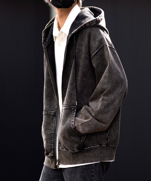 CLEL | 【CLEL】Heavy Weight Logo Embroidered Full-Zip Hoodie