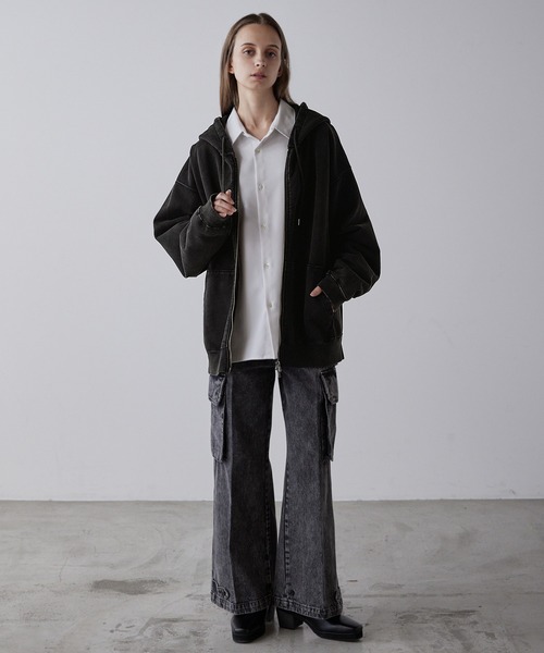 CLEL | 【CLEL】Heavy Weight Logo Embroidered Full-Zip Hoodie