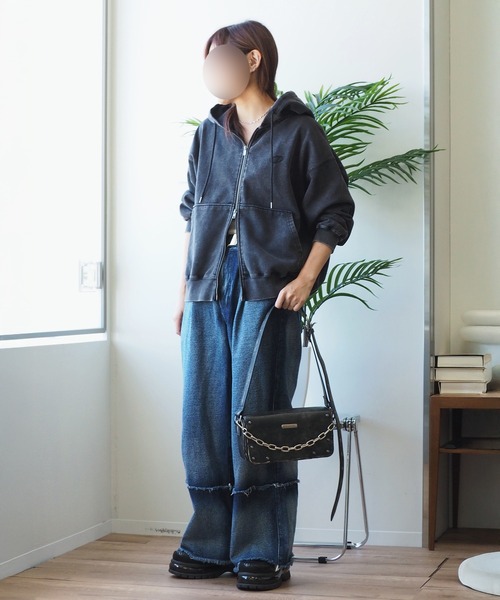 CLEL ヘビーウェイト ロゴ刺繍フルジップパーカー ホワイト xs CLEL】ヘビーウェイト ロゴ刺繍フルジップパーカー ホワイト系