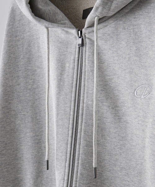 clel ヘビーウェイト ロゴ刺繍 フルジップ パーカー グレー S CLEL | 【CLEL】Heavy Weight Logo Embroidered Full-Zip Hoodie