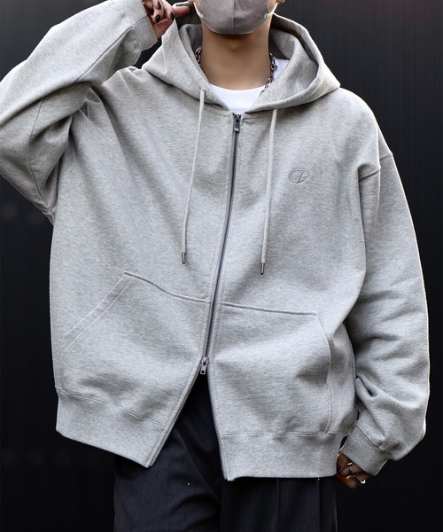 CLEL 未使用未開封　ヘビーウェイトロゴ刺繍フルジップパーカー　グレー　XXS CLEL | 【CLEL】Heavy Weight Logo Embroidered Full-Zip Hoodie